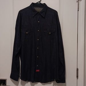 Guess Denim Vintage Hong Kong Pearl Snap Shirt 2XL